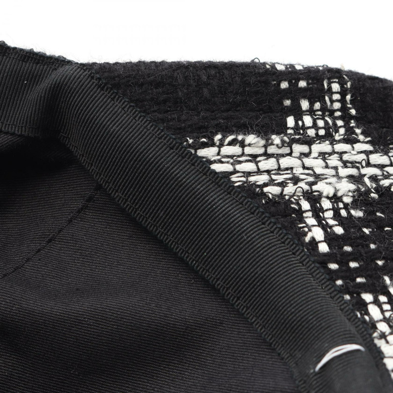 香奈兒 COCO 標誌帽,黑色/白色,二手女款-6