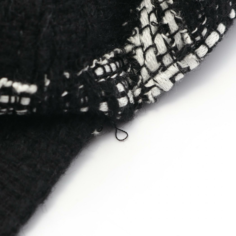 香奈兒 COCO 標誌帽,黑色/白色,二手女款-8