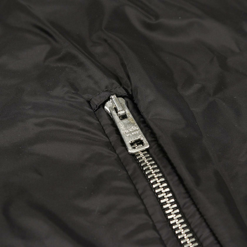 PRADA 尼龍連帽拉鍊外套 #36 29Z597 黑色二手女款-7