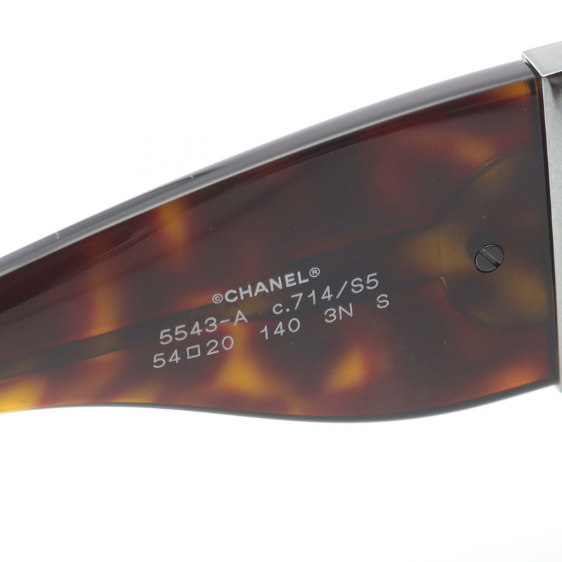 香奈兒 (CHANEL) 橢圓形眼鏡 COCO 標誌太陽眼鏡 5543-A 塑膠棕色二手女款-3