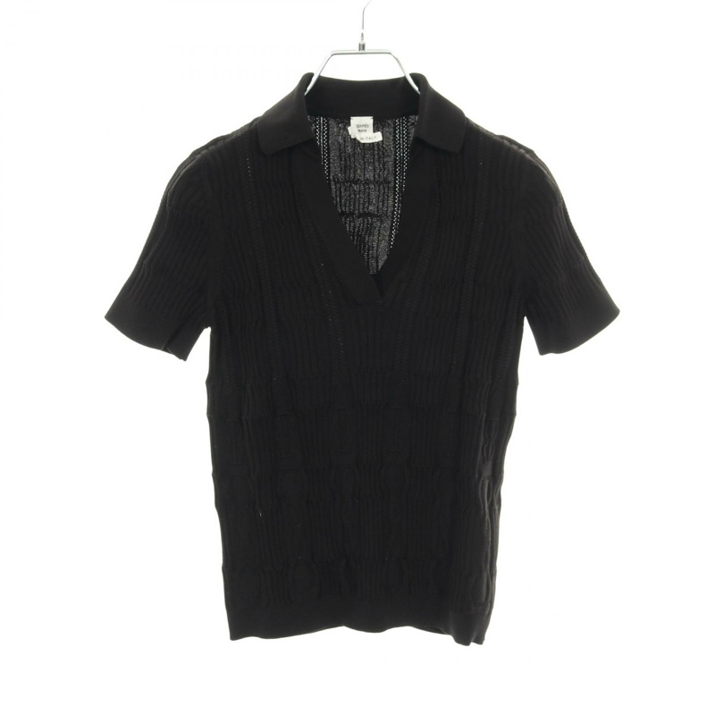 愛馬仕針織衫,半袖,5E2649DG,絲棉混紡,黑色,二手女款,#36-0