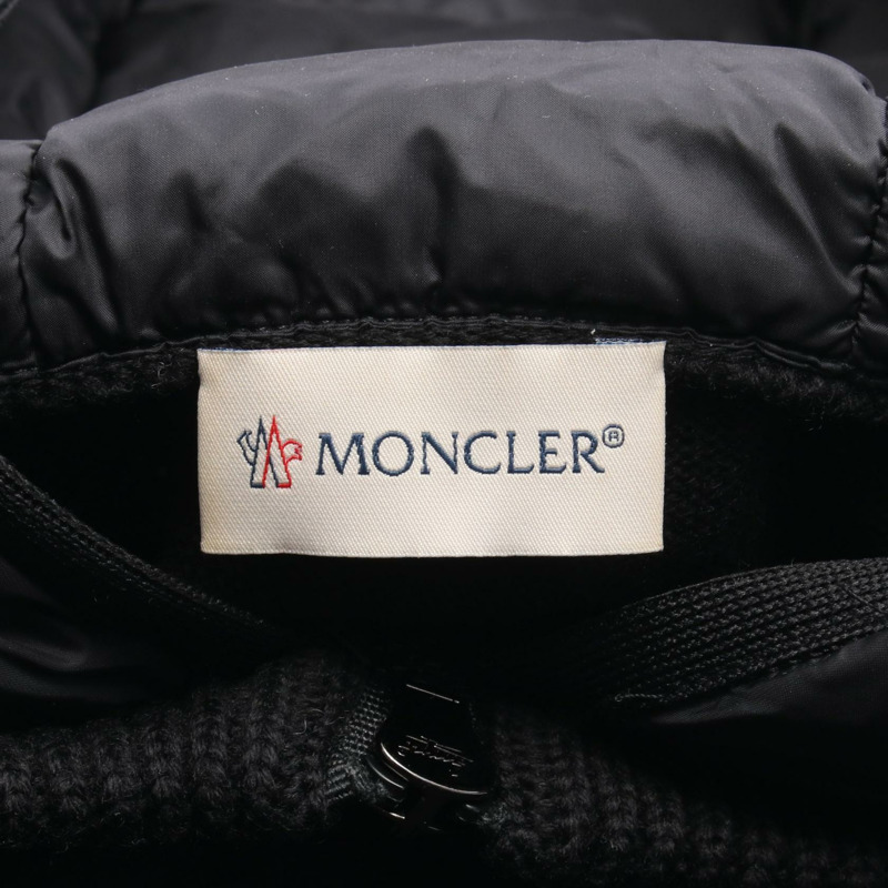 MONCLER 羊毛尼龍黑色開襟羊毛連帽衫 S 碼 9487700 二手女款-2