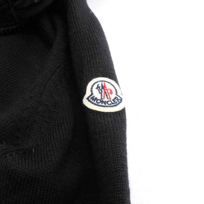 MONCLER 羊毛尼龍黑色開襟羊毛連帽衫 S 碼 9487700 二手女款-4