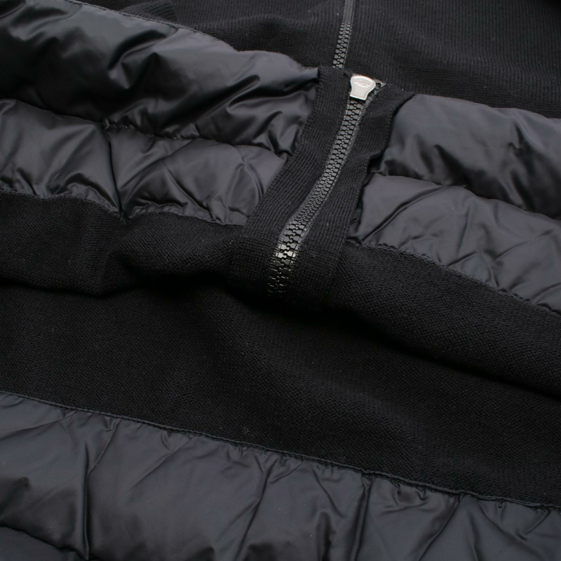 MONCLER 羊毛尼龍黑色開襟羊毛連帽衫 S 碼 9487700 二手女款-6
