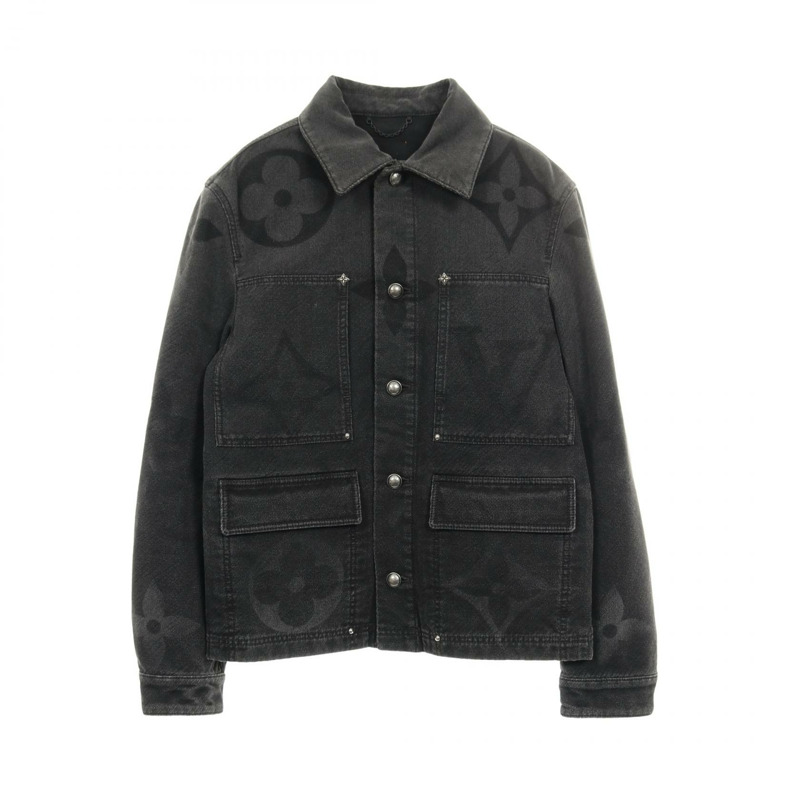 路易威登 (LOUIS VUITTON) 巨型 Monogram 牛仔外套 HSA15W 純棉黑二手男款 #46-0