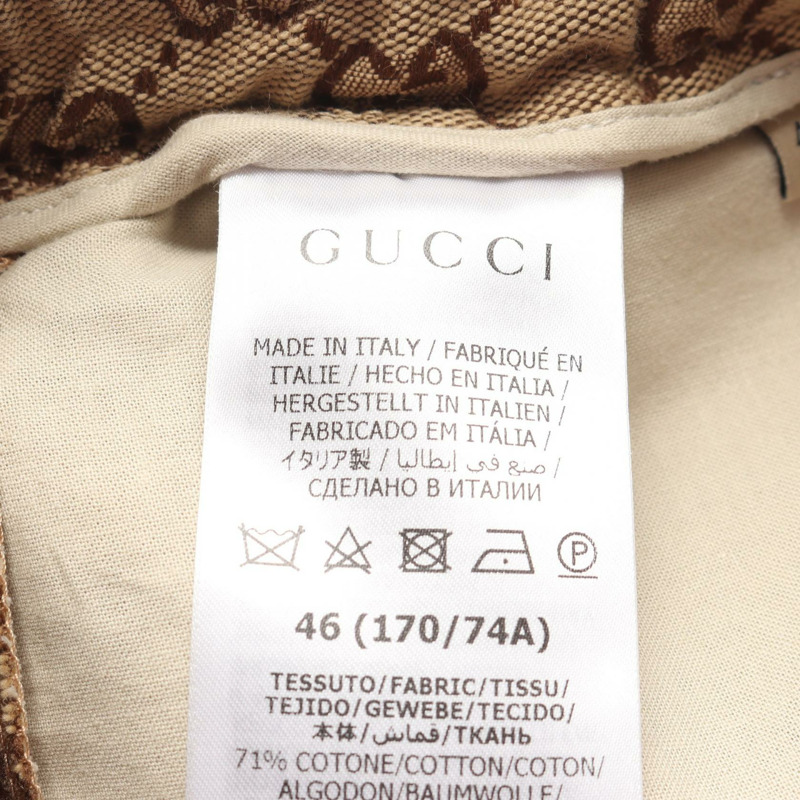 GUCCI adidas 三線 GG 帆布運動褲,棉質,米色,二手,男款 #46-4