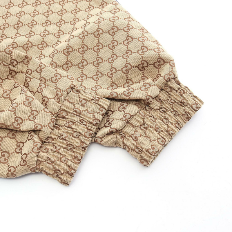 GUCCI adidas 三線 GG 帆布運動褲,棉質,米色,二手,男款 #46-5