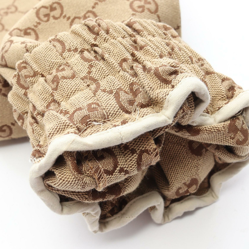 GUCCI adidas 三線 GG 帆布運動褲,棉質,米色,二手,男款 #46-6