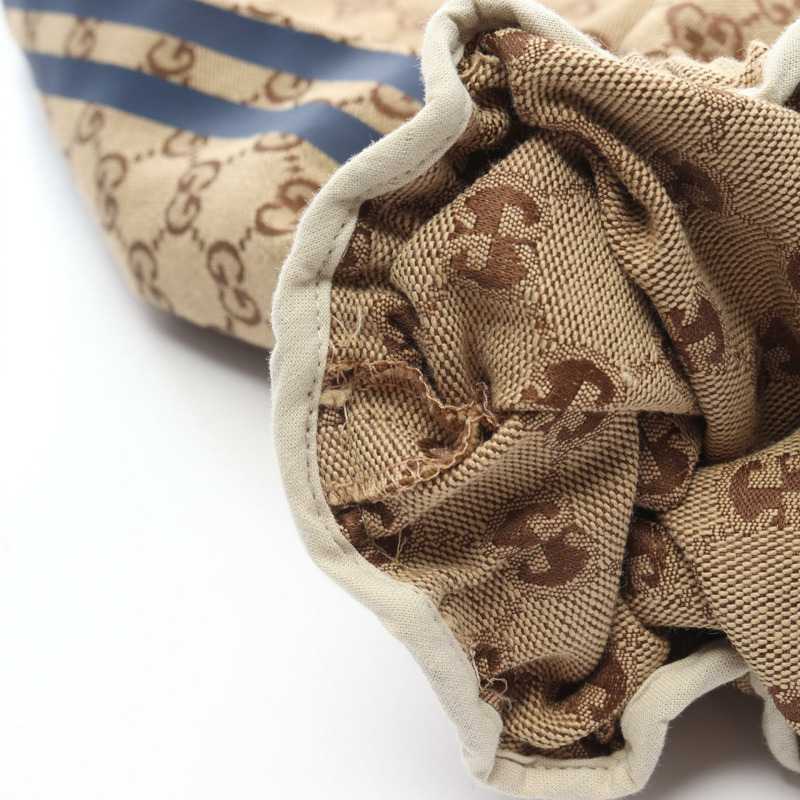 GUCCI adidas 三線 GG 帆布運動褲,棉質,米色,二手,男款 #46-8