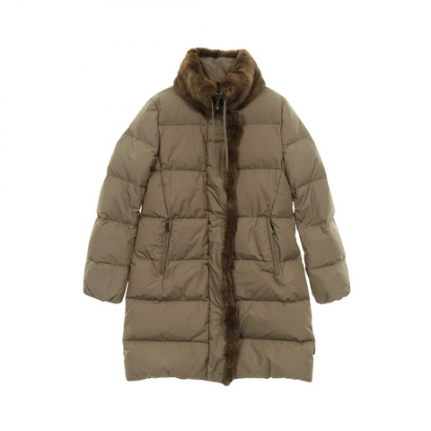 MONCLER CLEMATITE 羽絨外套 聚酯纖維/毛皮 卡其色 二手 女款