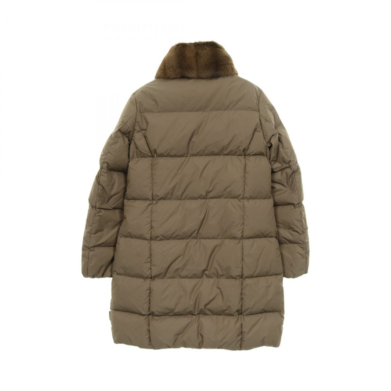 MONCLER CLEMATITE 羽絨外套 聚酯纖維/毛皮 卡其色 二手 女款-1