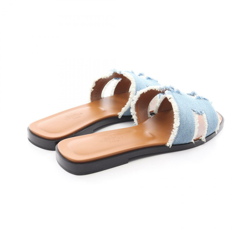 愛馬仕 Oran 穆勒涼鞋 #37 241060Z 牛仔藍 二手 女款-1