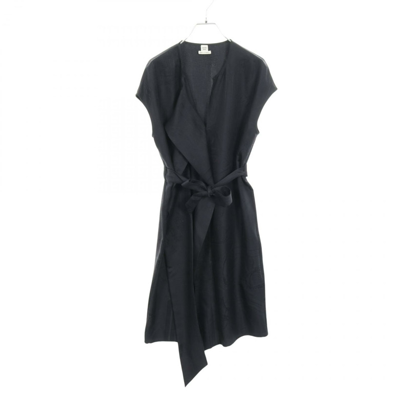 愛馬仕 (HERMES) 4E0577DE 真絲海軍藍連身裙,二手女款,尺寸 34-0