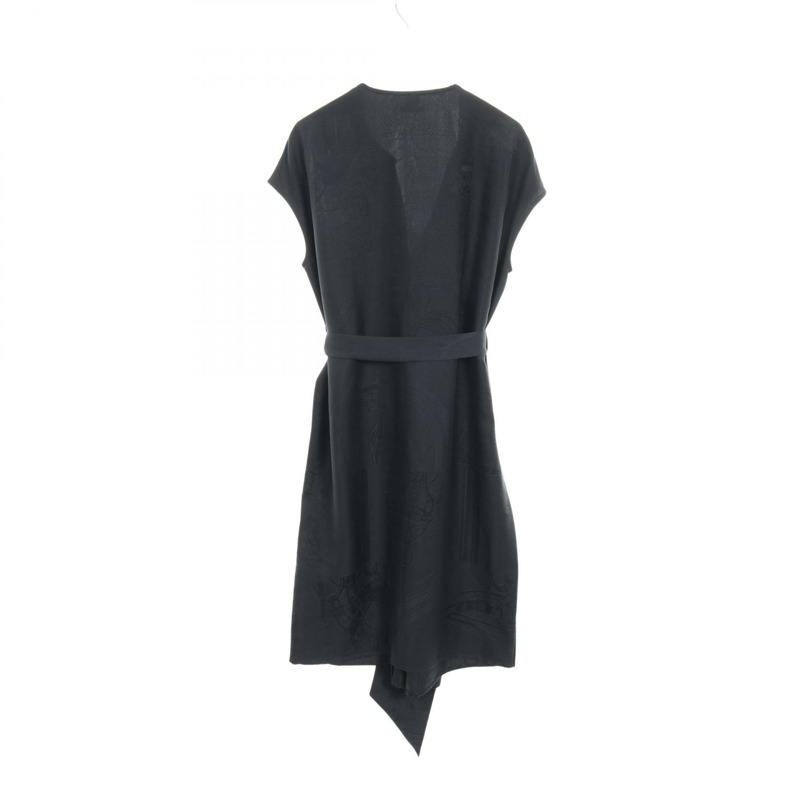 愛馬仕 (HERMES) 4E0577DE 真絲海軍藍連身裙,二手女款,尺寸 34-1