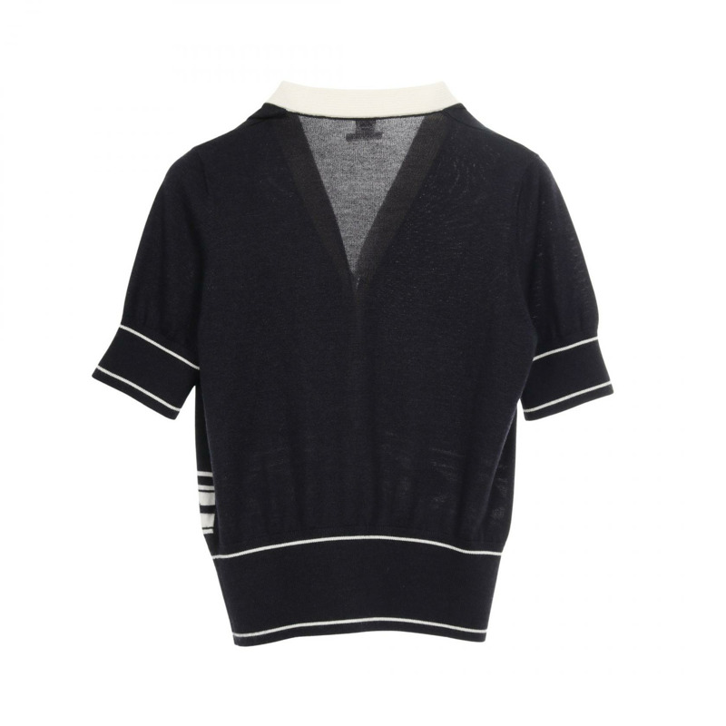 愛馬仕 Chaine dAncre 開襟羊毛衫 #34 針織衫 5E2749DF 真絲羊絨海軍藍米色-1