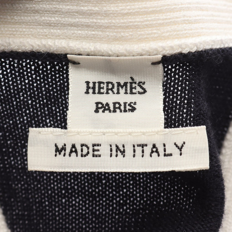 愛馬仕 Chaine dAncre 開襟羊毛衫 #34 針織衫 5E2749DF 真絲羊絨海軍藍米色-2