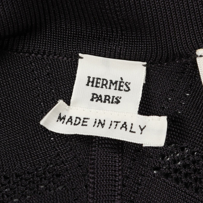 愛馬仕 Twillaine En Desordre Finesse 長版開襟衫 #34 4E2831DQ 絲綢 黑色 二手-2