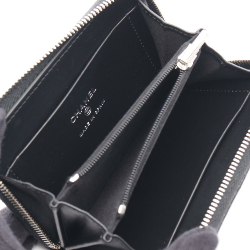 香奈兒 (CHANEL) 絎縫 COCO 標誌星形拉鍊錢包 AP3428 小牛皮 BK SHW-2