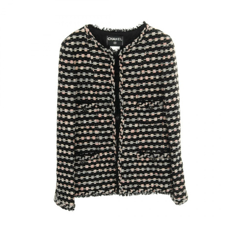 香奈兒斜紋軟呢無色外套 P29539V19609 尼龍羊毛棉混紡 黑色 粉紅色 灰色 二手 女款