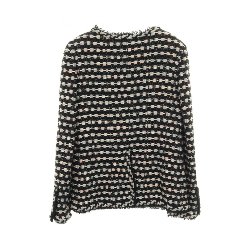 香奈兒斜紋軟呢無色外套 P29539V19609 尼龍羊毛棉混紡 黑色 粉紅色 灰色 二手 女款-1