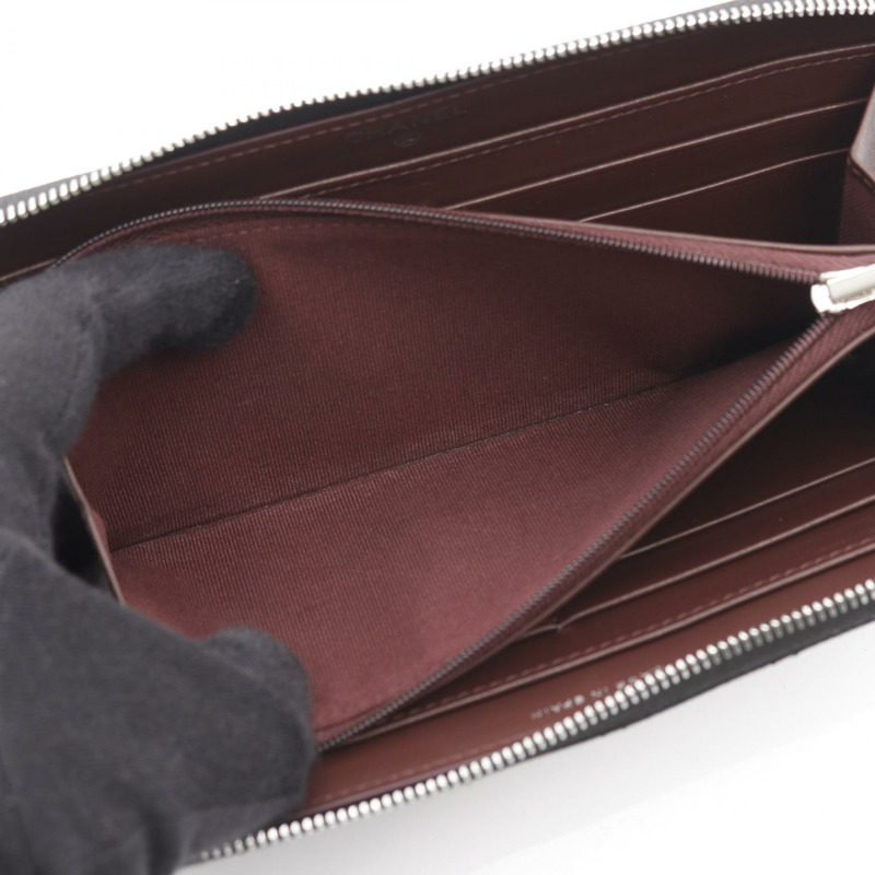 香奈兒經典長拉鍊絎縫皮夾 AP0242 小牛皮 黑色 二手-5