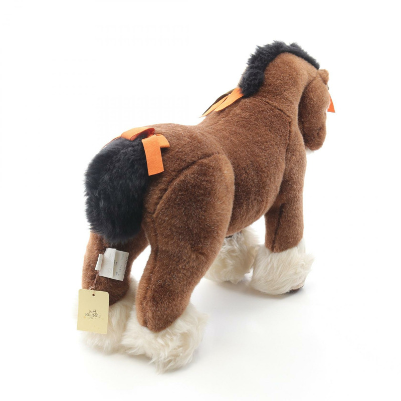愛馬仕 Elmy PM 毛絨玩具 H400055M 00 棕色麂皮絨腈綸材質,二手女款-2