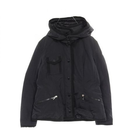 MONCLER ROSE 女士連帽拉鍊羽絨服，聚酯材質，黑色，0號，二手