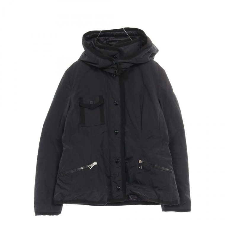 MONCLER ROSE 女士連帽拉鍊羽絨服,聚酯材質,黑色,0號,二手-0