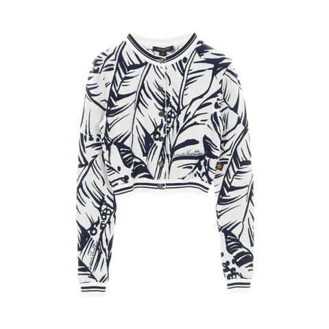 路易威登開襟羊毛衫 #XS 棉絲混紡 白色 海軍藍 二手 女士