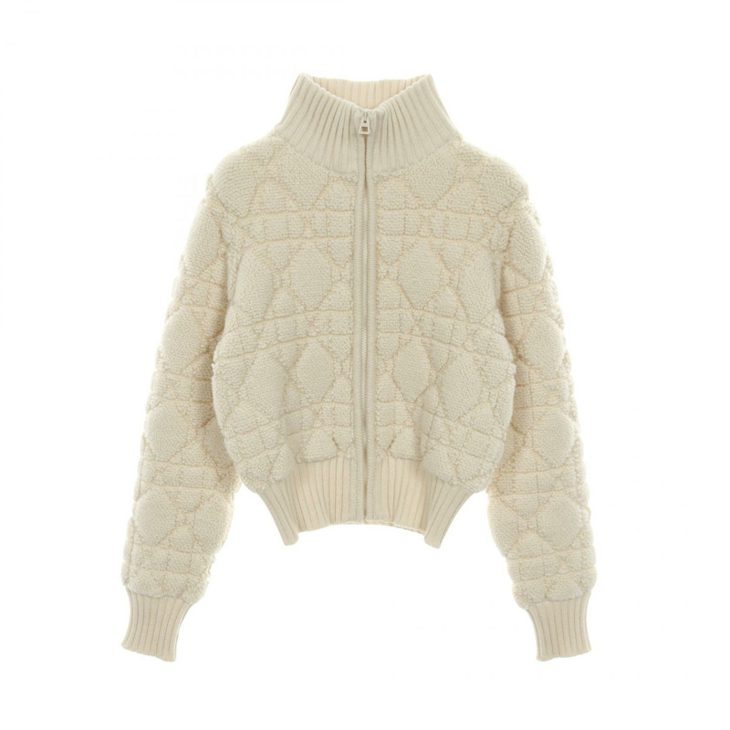 Christian Dior 大藤格紋針織外套開襟衫 #F34 羊毛羊絨尼龍二手-0