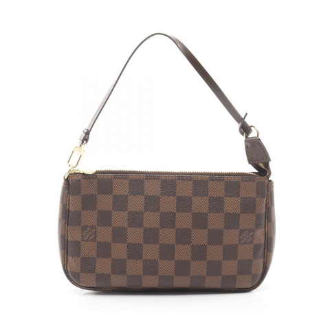 LOUIS VUITTON Pochette 配件 手提包 小袋 N51985 Damier Ebene 棕色 二手