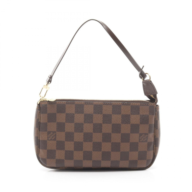 LOUIS VUITTON Pochette 配件 手提包 小袋 N51985 Damier Ebene 棕色 二手-0