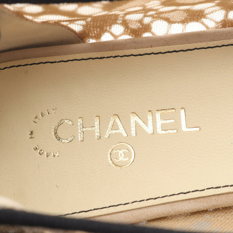 香奈兒 (CHANEL) 緞帶芭蕾平底鞋,米色/黑色,38.5碼,二手女款-4