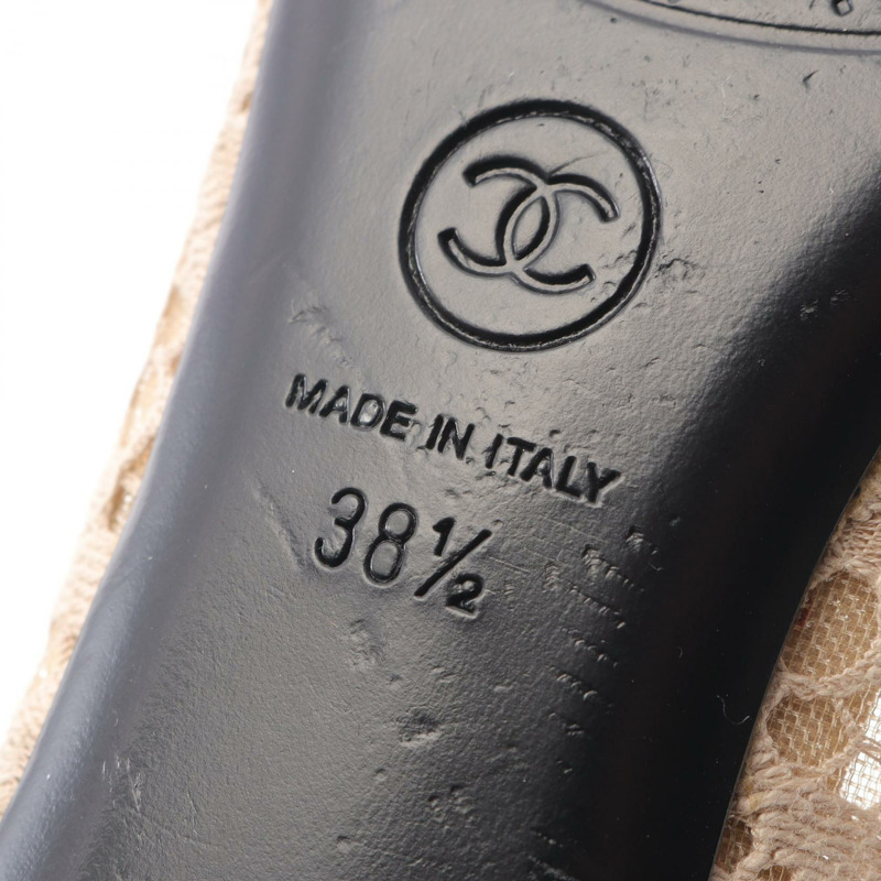 香奈兒 (CHANEL) 緞帶芭蕾平底鞋,米色/黑色,38.5碼,二手女款-5