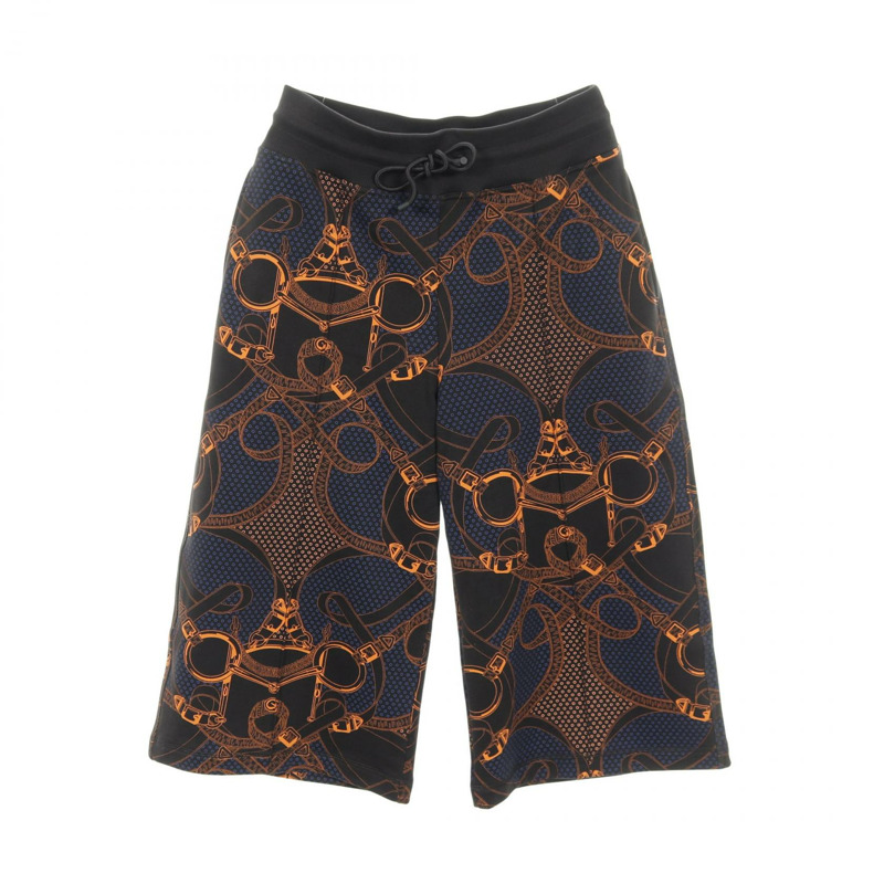 愛馬仕 Eperon d'or Bandana 棉質長褲，海軍藍、黑色、橙色，#36，二手女款-0