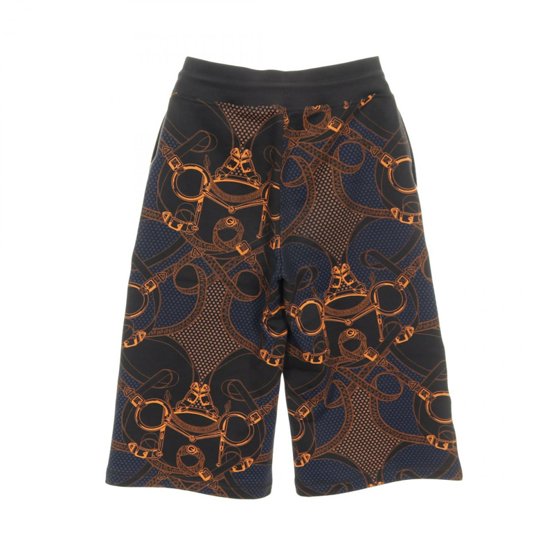 愛馬仕 Eperon d'or Bandana 棉質長褲，海軍藍、黑色、橙色，#36，二手女款-1