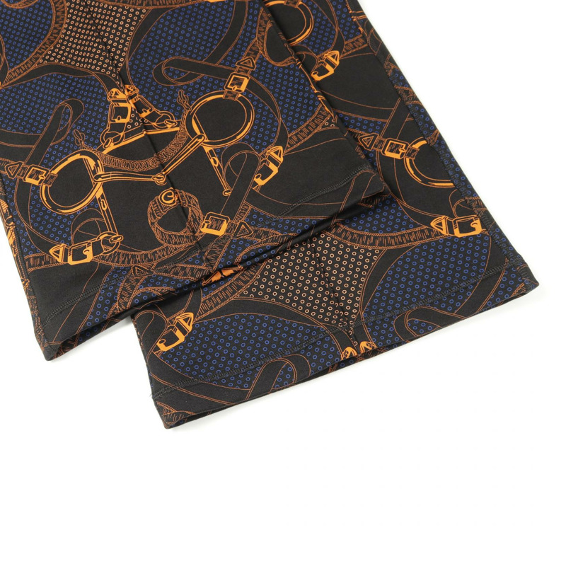 愛馬仕 Eperon d'or Bandana 棉質長褲，海軍藍、黑色、橙色，#36，二手女款-4