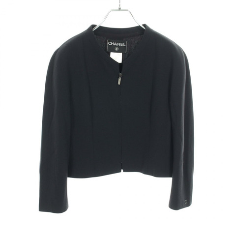 香奈兒 COCO 標誌無色外套 P13435V02935 羊毛海軍藍二手女款