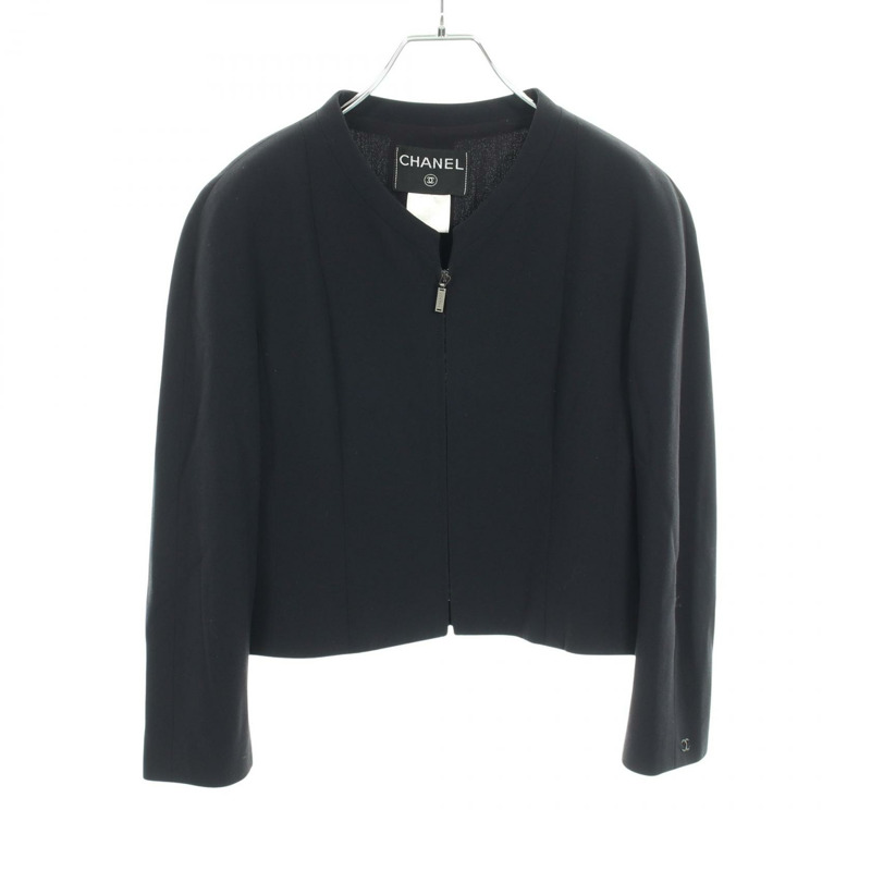 香奈兒 COCO 標誌無色外套 P13435V02935 羊毛海軍藍二手女款-0