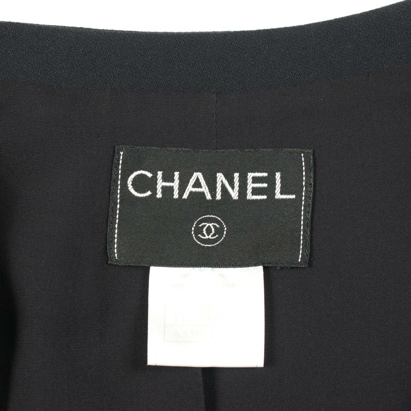 香奈兒 COCO 標誌無色外套 P13435V02935 羊毛海軍藍二手女款-2