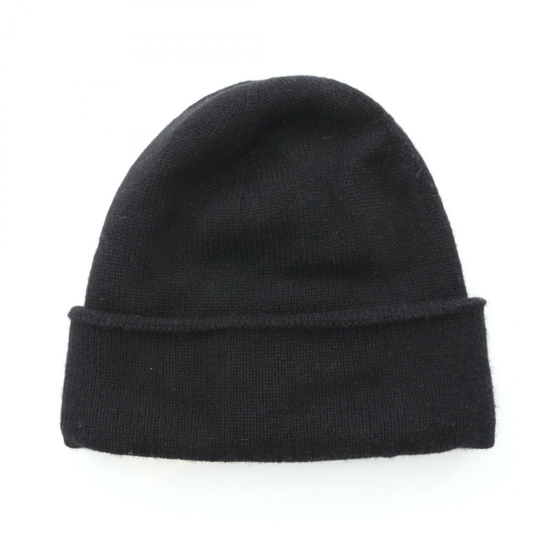 香奈兒 COCO 標誌針織帽，羊絨材質，黑色，二手女款-1