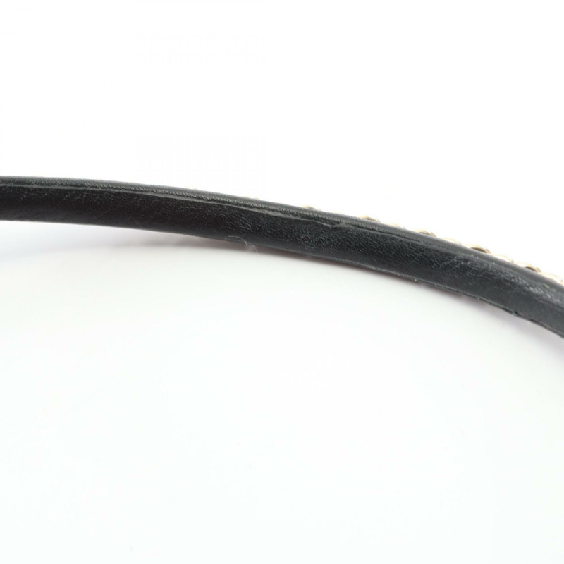 香奈兒 COCO 標誌髮箍 皮革 黑色 金色 二手 女士 CC-4