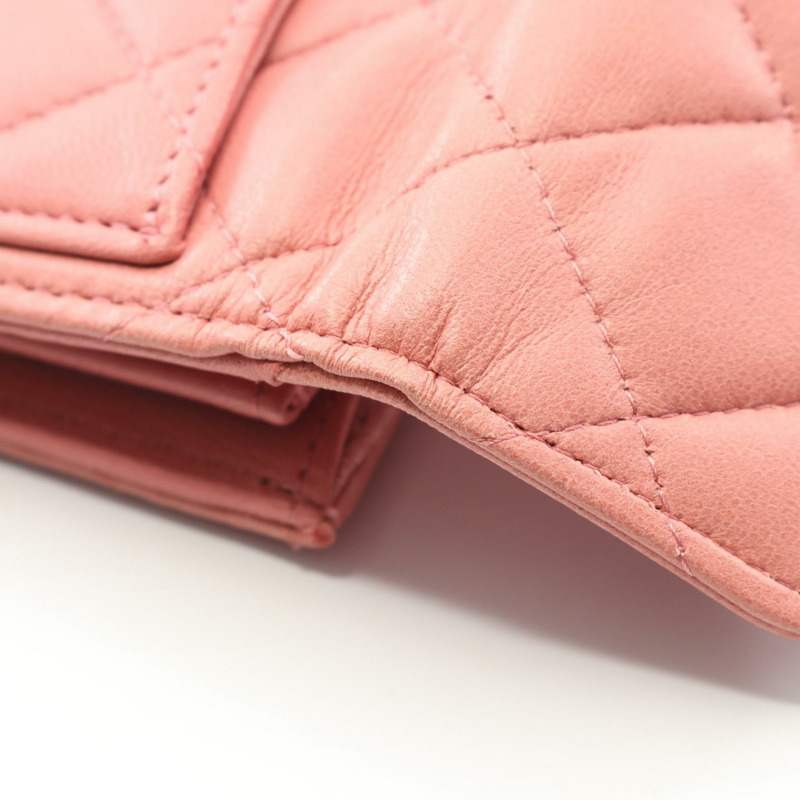 香奈兒 (CHANEL) 絎縫卡包皮夾 羊皮 粉紅 SHW 二手 女士 CC 標誌 Coco Mark-5