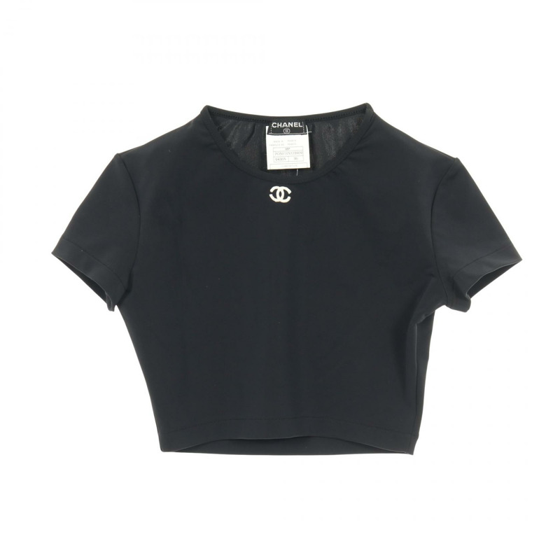 香奈兒 COCO 標誌 T 卹 #36 短版 PO5010VO3909 尼龍黑二手女款-0