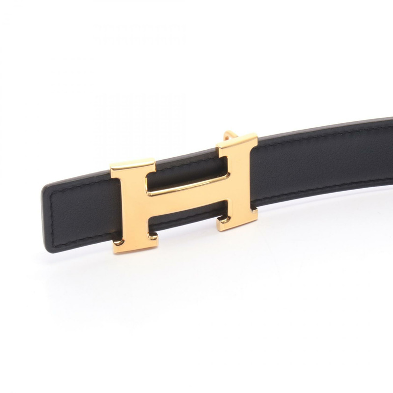 愛馬仕迷你 Constance H 腰帶,雙面可用,黑色 Swift 皮革,Epsom GWH-1