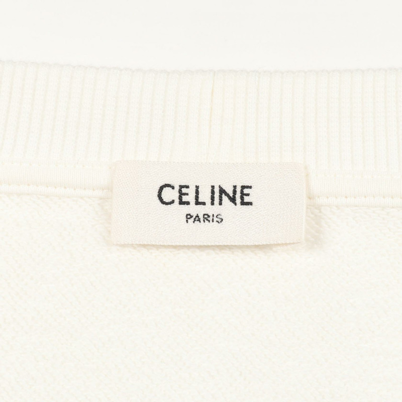 CELINE Triomphe 短袖衛衣 2Y58A670Q 純棉 白色 二手 M 碼-2