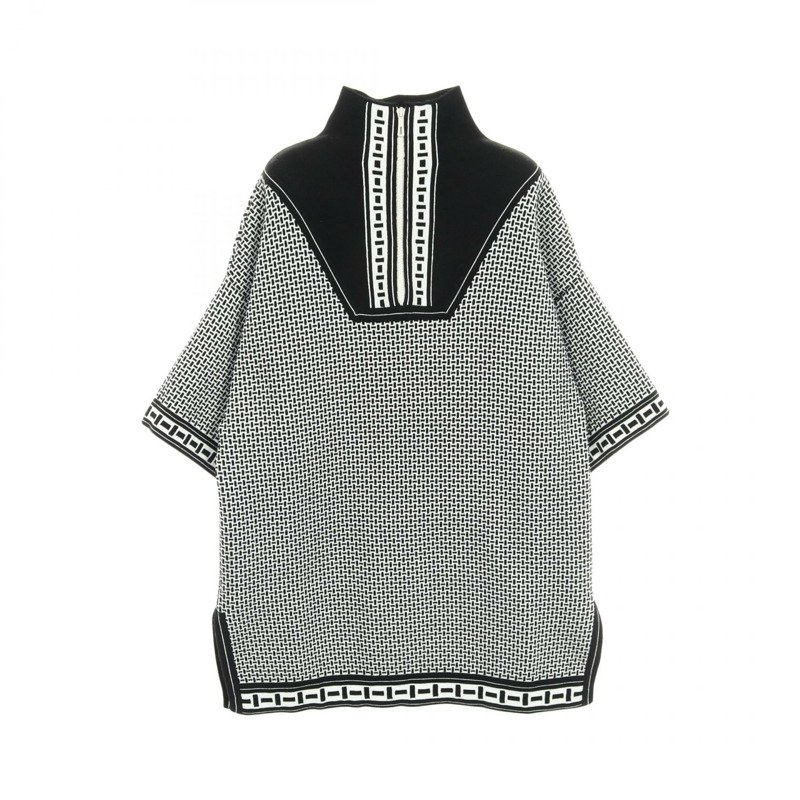 愛馬仕針織套頭毛衣,羊毛材質,黑白配色,#34,二手女款-0