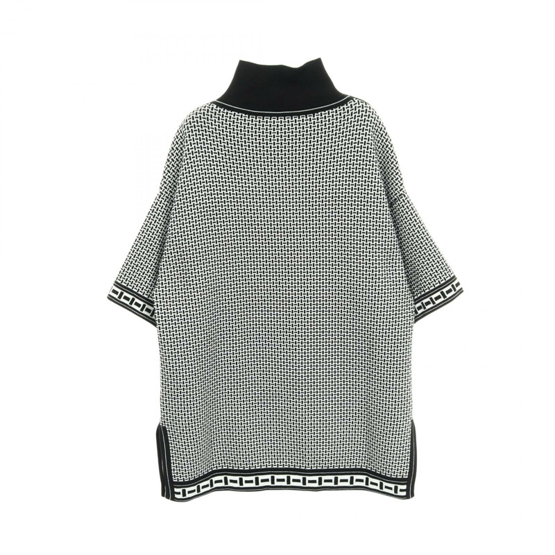 愛馬仕針織套頭毛衣,羊毛材質,黑白配色,#34,二手女款-1