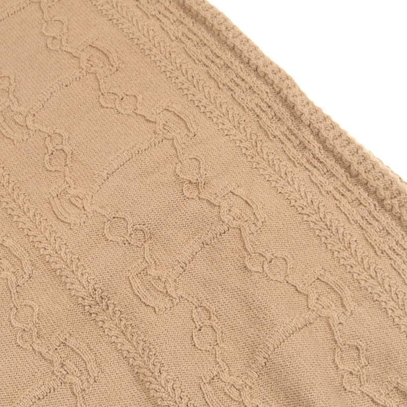 愛馬仕 Chaine dAncre 洋裝 #38 V 領羊毛羊絨混紡卡其色二手女款-6