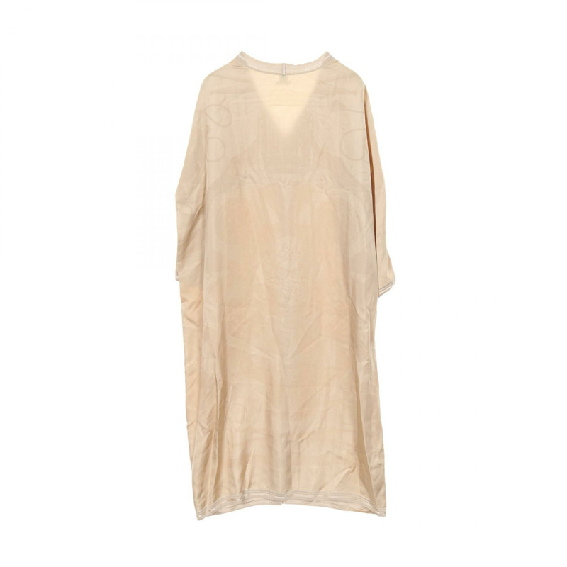 愛馬仕42號V領真絲米色二手女洋裝-1
